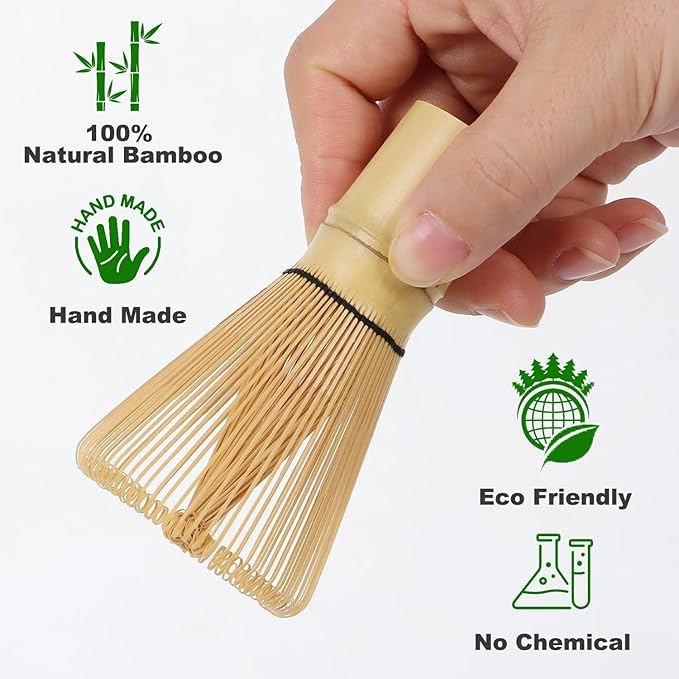 Matcha Whisk Set, Matcha Set, 6 Pieces, with Bamboo Whisk, Ceramic Bowl & Sifter Complete Matcha Powder Tea Includes Scoop & Spout Bowl