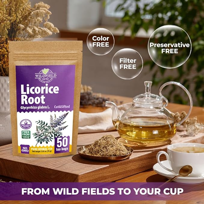 50 Bags Licorice Root Tea Liqorish Root Tea Herb (Glycyrrhiza Glabra) - 50 Count 1.5g Bags Licorice Roots Raiz De Regaliz