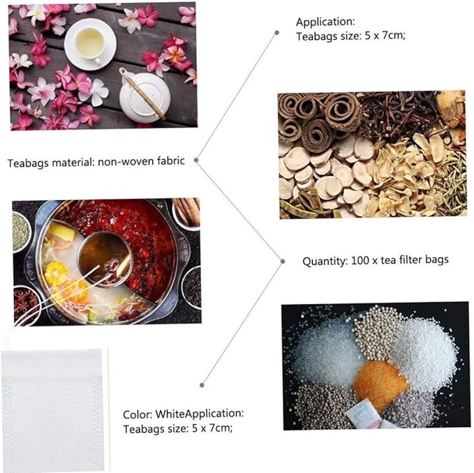 200pcs Tea Filter Bags Disposable Drawstring Seal Filter Tea Bags Infuser