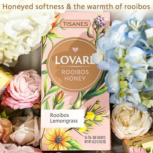 Lovare Rooibos Honey Tea – Smooth & Naturally Sweet Herbal Blend with Rooibos, Honey & Flowers – Caffeine-Free