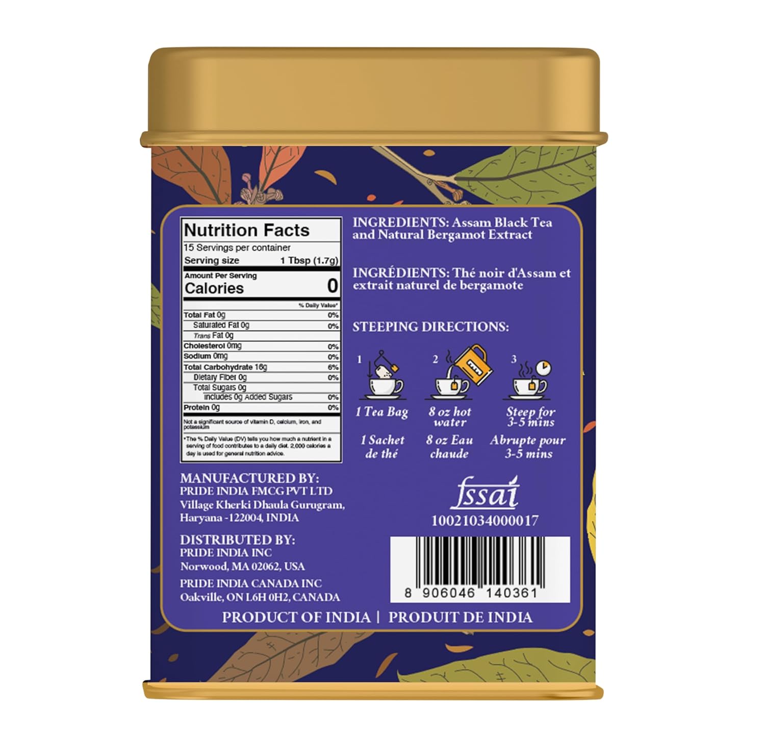 Pride of India | PACK of 2 - Earl Grey Bergamot Black Tea | 15 Pyramid Full Leaf Individually Wrapped Tea Bags | Full-Bodied, Citrusy Flavor | Single Estate Certified Tea | High Caffeine