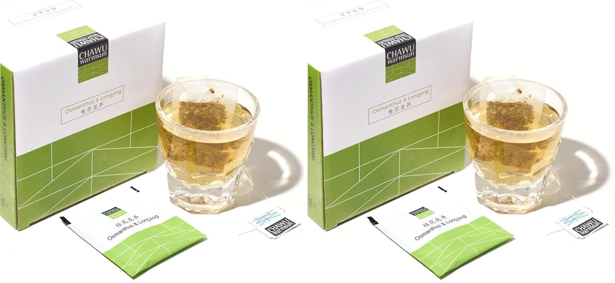 ChaWuWarmSun-Osmanthus & LongJing Green Tea Bags,50 Tea Bags,Natural Flower and Broken Tea (Pack of 2)