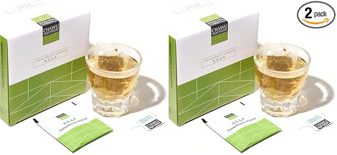 ChaWuWarmSun-Osmanthus & LongJing Green Tea Bags,50 Tea Bags,Natural Flower and Broken Tea (Pack of 2)