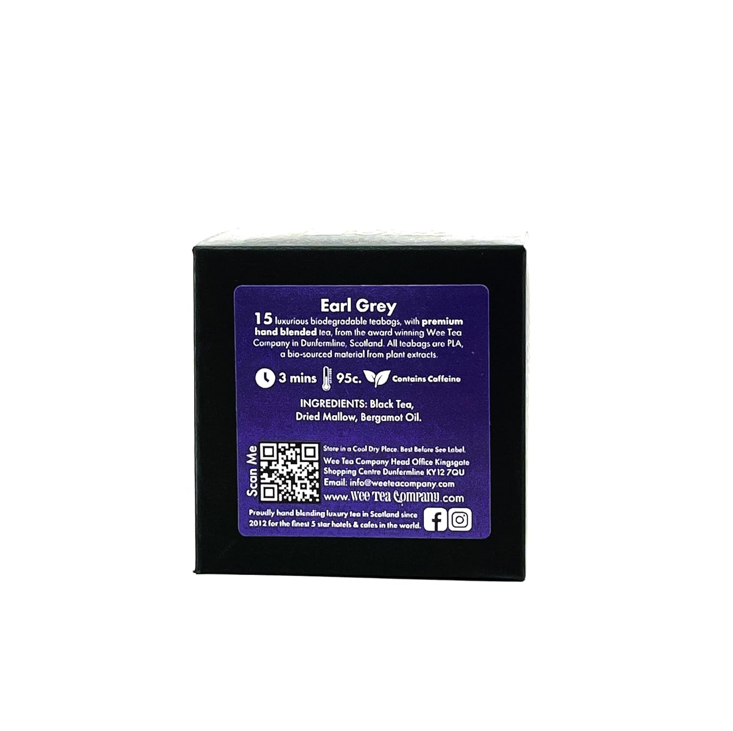 The Wee Tea Company Earl Grey Flavor Black Tea - Imported From Scotland 15 Biodegradable Teabags, Premium Hand-Blended