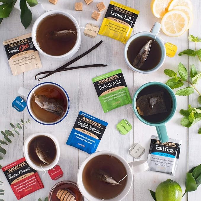 Tea Bags Assortment Variety Sampler Pack - 48 Count - Green, Black, Herbal, English, Chai Tea Breakfast