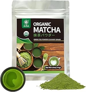 TIAN HU SHAN Organic Matcha Green Tea Powder 4.0oz/114g, Matcha Culinary Grade For Lattes, Cooking, Baking