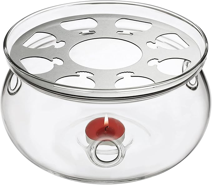 CnGlass Universal Glass Teapot Warmer,Handcrafted with Heat Proof & Lead-Free Glass Tealight Warmer 5.3 in/13.5cm diameter (Candle not Included)