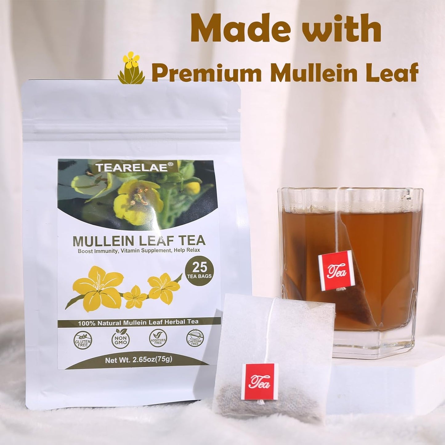 TEARELAE - Mullein Tea Bags For Lungs - 3g X 25 Count