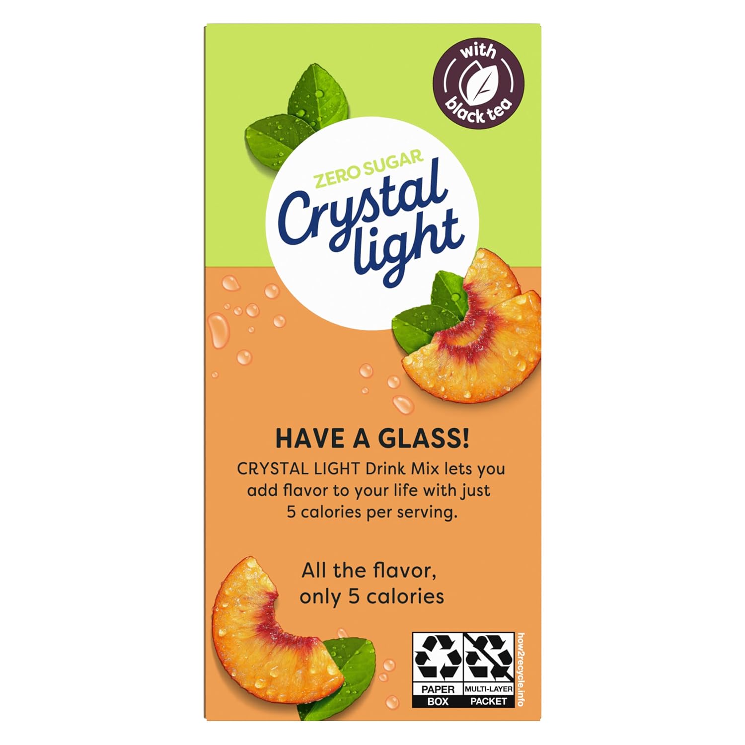 Crystal Light Drink Mix, 120 Packets, for Convenient On-the-Go Flavorful Hydration, Artificially Flavored Peach Iced Tea, Zero Sugar, 0.07 oz each