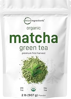 Micro Ingredients Organic Matcha Green Tea Powder, 2 lb | First Harvest, Culinary Grade from Japan | 100% Pure & Unflavored | Great for Tea, Latte & Smoothies | Non-GMO, 0 Calories, Eco-Friendly Packaging