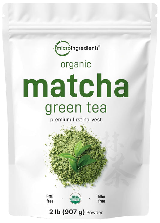Micro Ingredients Organic Matcha Green Tea Powder, 2 lb, First Harvest, Culinary Grade from Japan, 100% Pure & Unflavored, Great for Tea