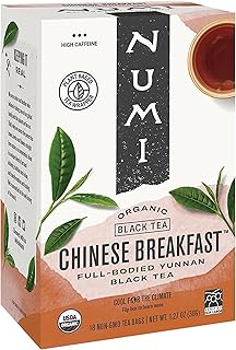 Numi Organic Chinese Breakfast Tea | 54 Black Tea Bags | Caffeinated Full-Bodied Yunnan Black Tea