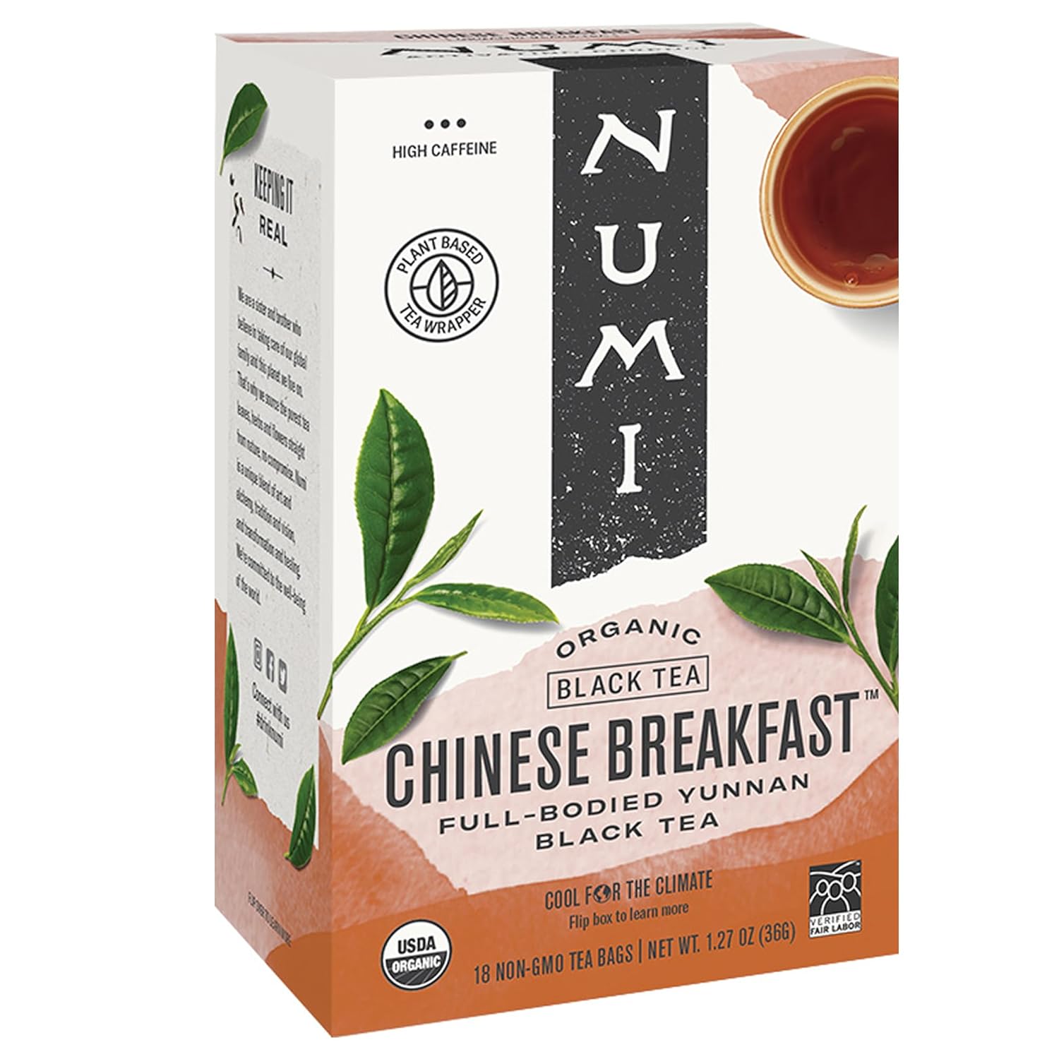 Numi Organic Chinese Breakfast Tea | 54 Black Tea Bags | Caffeinated Full-Bodied Yunnan Black Tea