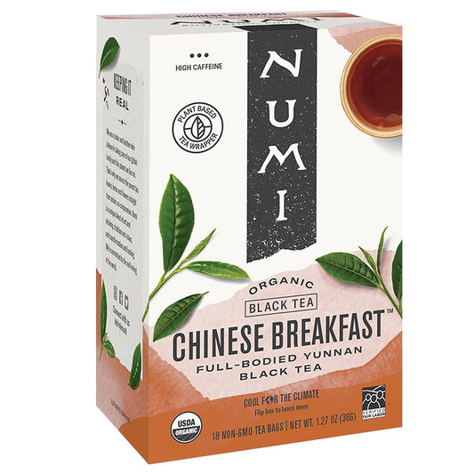 Numi Organic Chinese Breakfast Tea, 54 Black Tea Bags, Caffeinated Full-Bodied Yunnan Black Tea