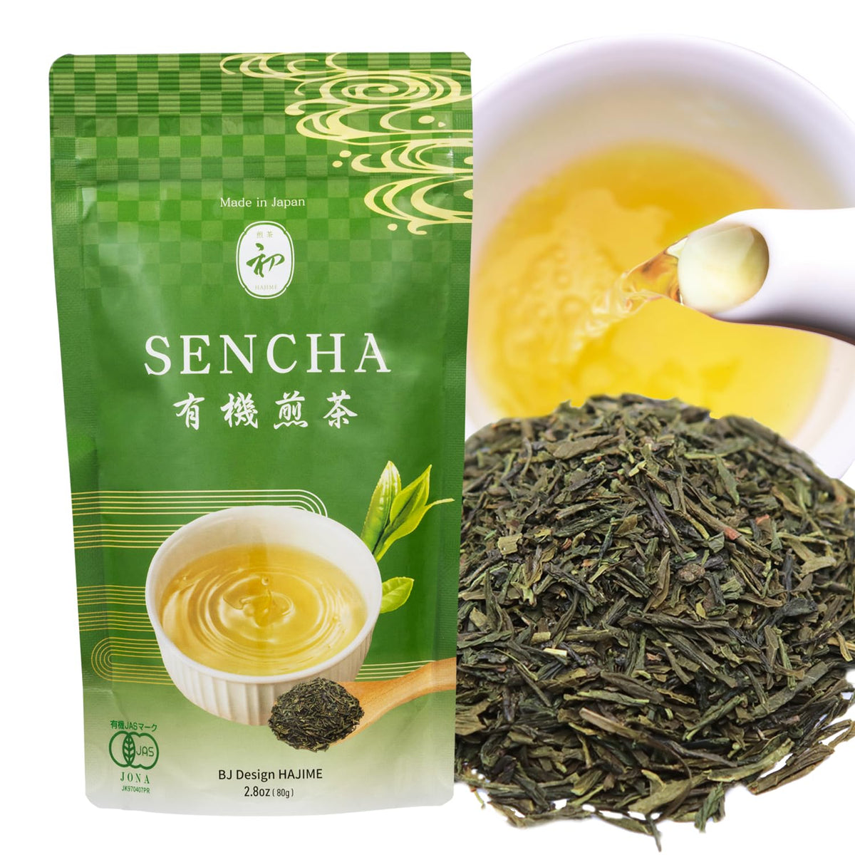 Sencha Green Tea – Organic Japanese Green Tea Loose Leaf, 80g Organic Loose Leaf by Hajime