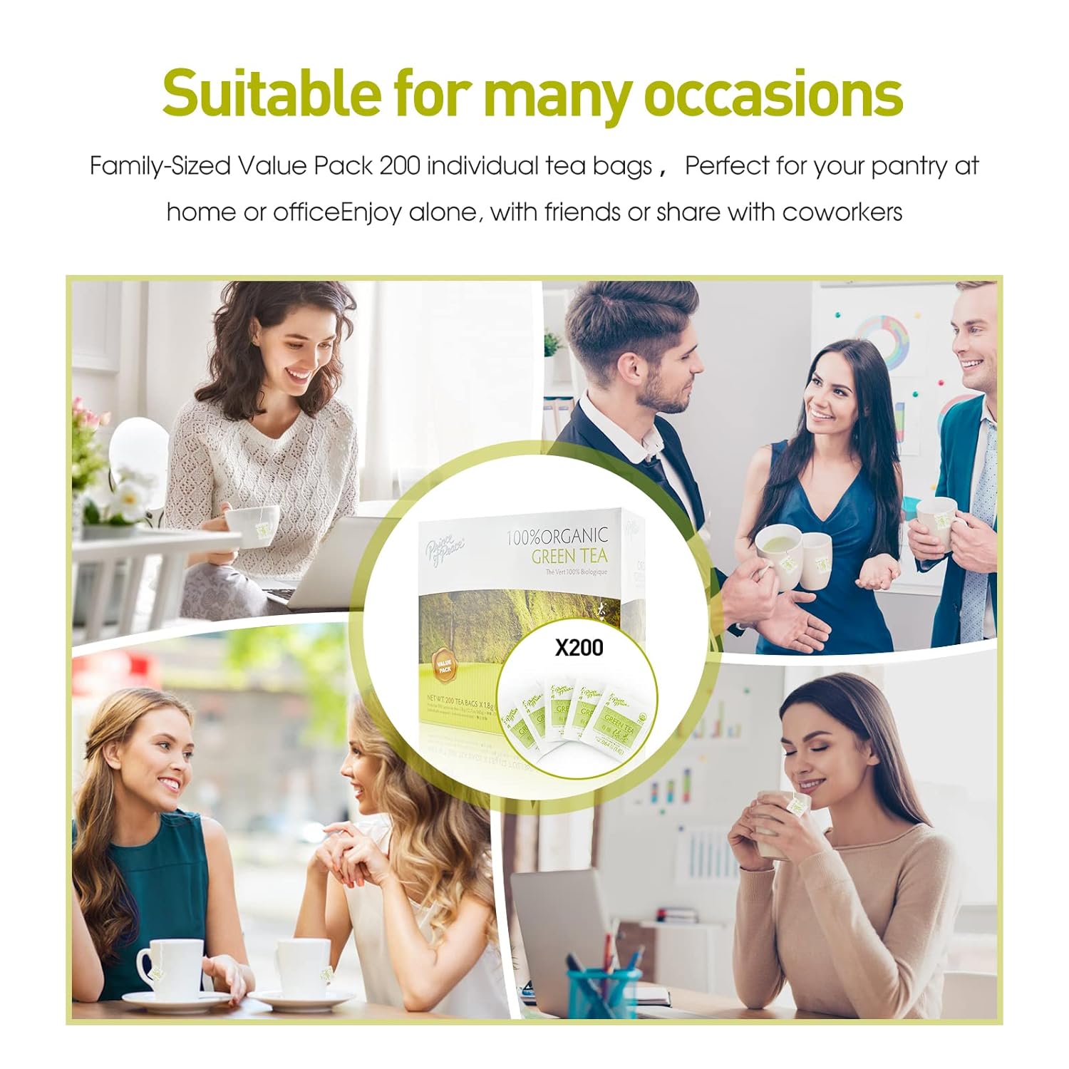 Prince of Peace 100% Organic Tea, BEST VALUE Family Size, 200 Tea Bags (Organic Green Tea)