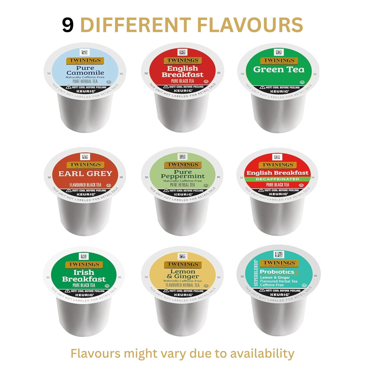 Twinings Tea K Cup Pod Sampler Variety Box (12 Count) 9 Flavours for Keurig Single Serve Brewers, Contains Black, Green