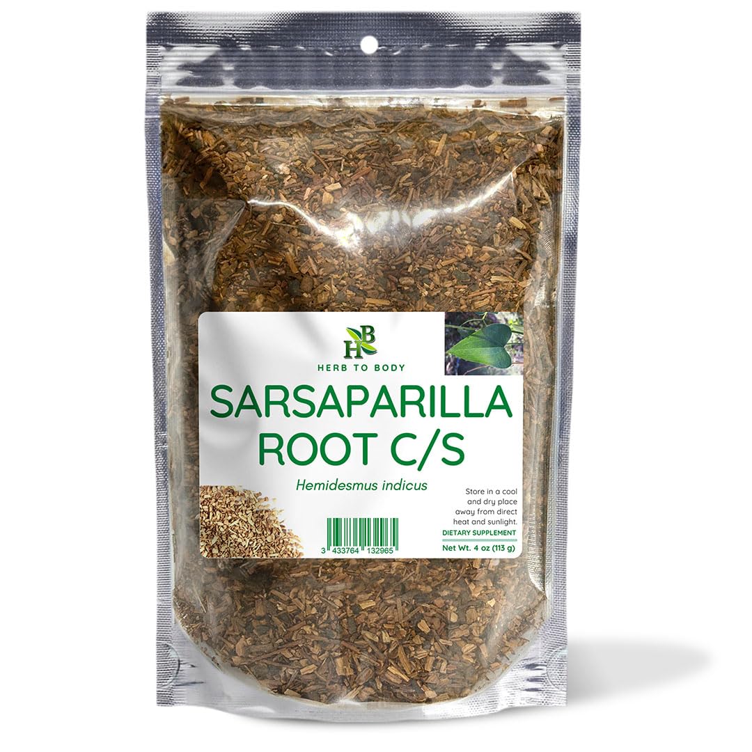 Herb To Body Sarsaparilla Root Cut & Sifted – 4 oz, Wildcrafted Dried for Sarsaparilla Tea & Herbal Tea for Wellness and