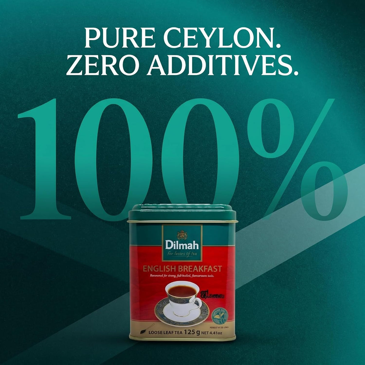 Dilmah English Breakfast Loose Leaf Tea, 4.41oz Tin, Pure Ceylon Tea in Caddy, Premium Black Tea
