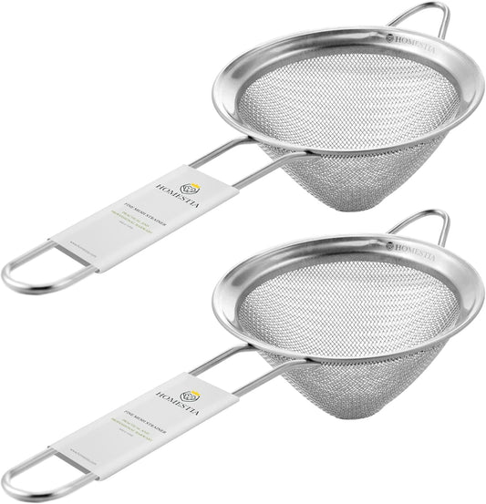 Homestia 2 Pack Stainless Steel Fine Mesh Strainer, Sieve Sifter For Tea