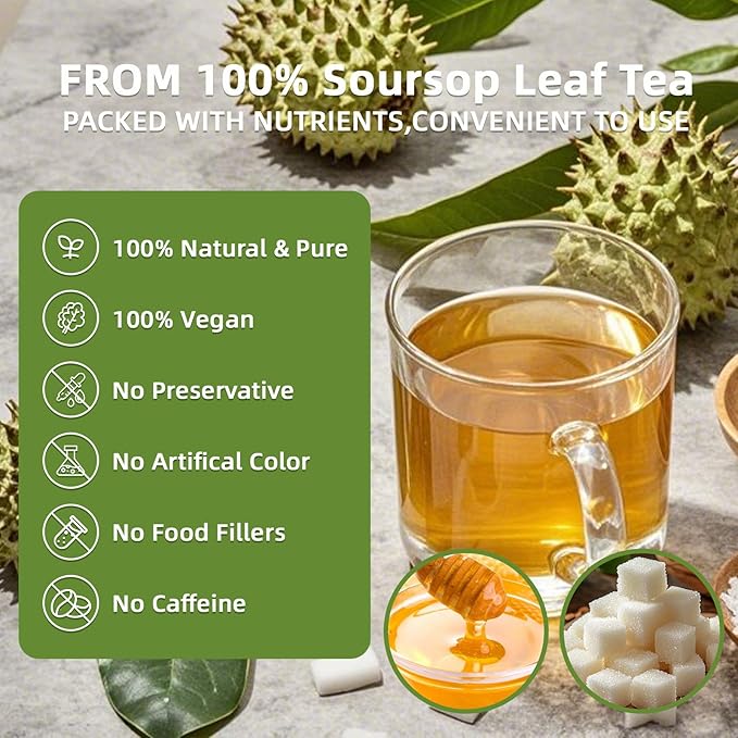 Soursop Leaves Tea Bags, 110 Teabags - Premium Soursop Graviola Leaves - Hojas De Guanabana Tea - Non-GMO - Caffeine-free - Improve Digestion
