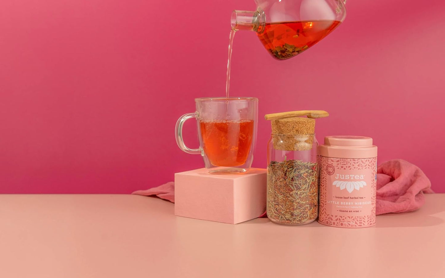 JusTea LITTLE BERRY HIBISCUS Loose Leaf Herbal Tea, 40+ Cups Tin with Spoon | Fair-Trade LITTLE BERRY HIBISCUS Loose Leaf Herbal Tea. 90g/3.2oz Tin with a Hand-Carved Tea Spoon. Caffeine-Free. Organic.