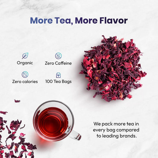 Organic Hibiscus Tea 100 Count Natural Compostable Teabags