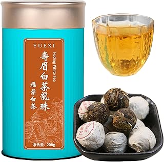 Yuexi Shou Mei White Tea Dragon Pearls Tea Fuding White Tea Chinese Tea White Bai Cha Long Zhu 白茶 寿眉龙珠 老白茶 福鼎白茶 中国茶 7.05oz/200g