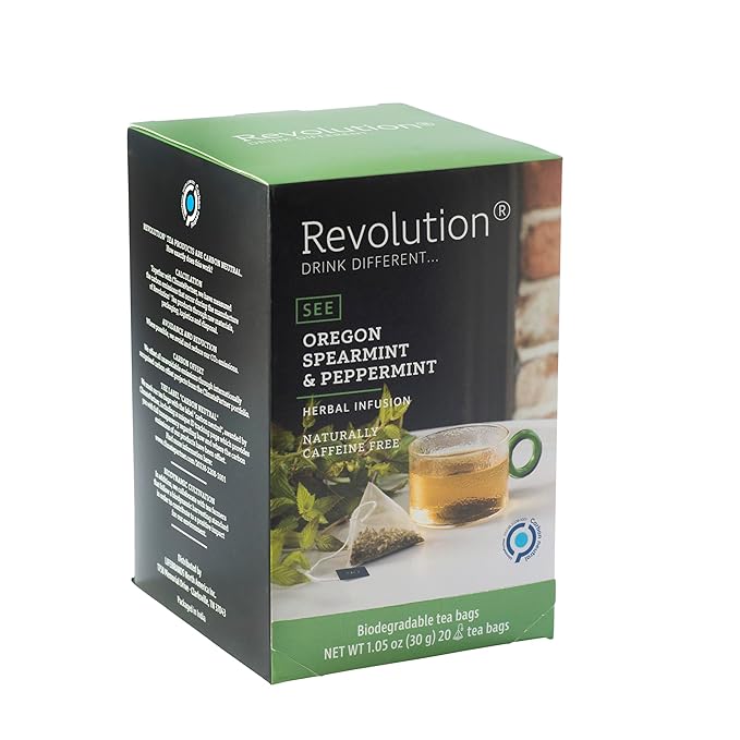 Revolution TEA® Southern Mint [THE ORIGINAL] – Oregon Spearmint & Peppermint – Premium Full Leaf Tea – Biodegradable Infuser Tea Bags – Herbal Tea