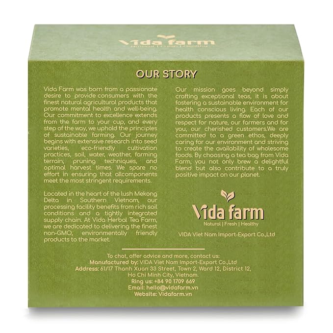 Vida Farm 50 Premium Soursop Tea Bags, 100% Natural Pure Soursop Leaves: Pleasant Taste, Natural Flavor, Caffeine Free, Hojas de Guanabana Para te