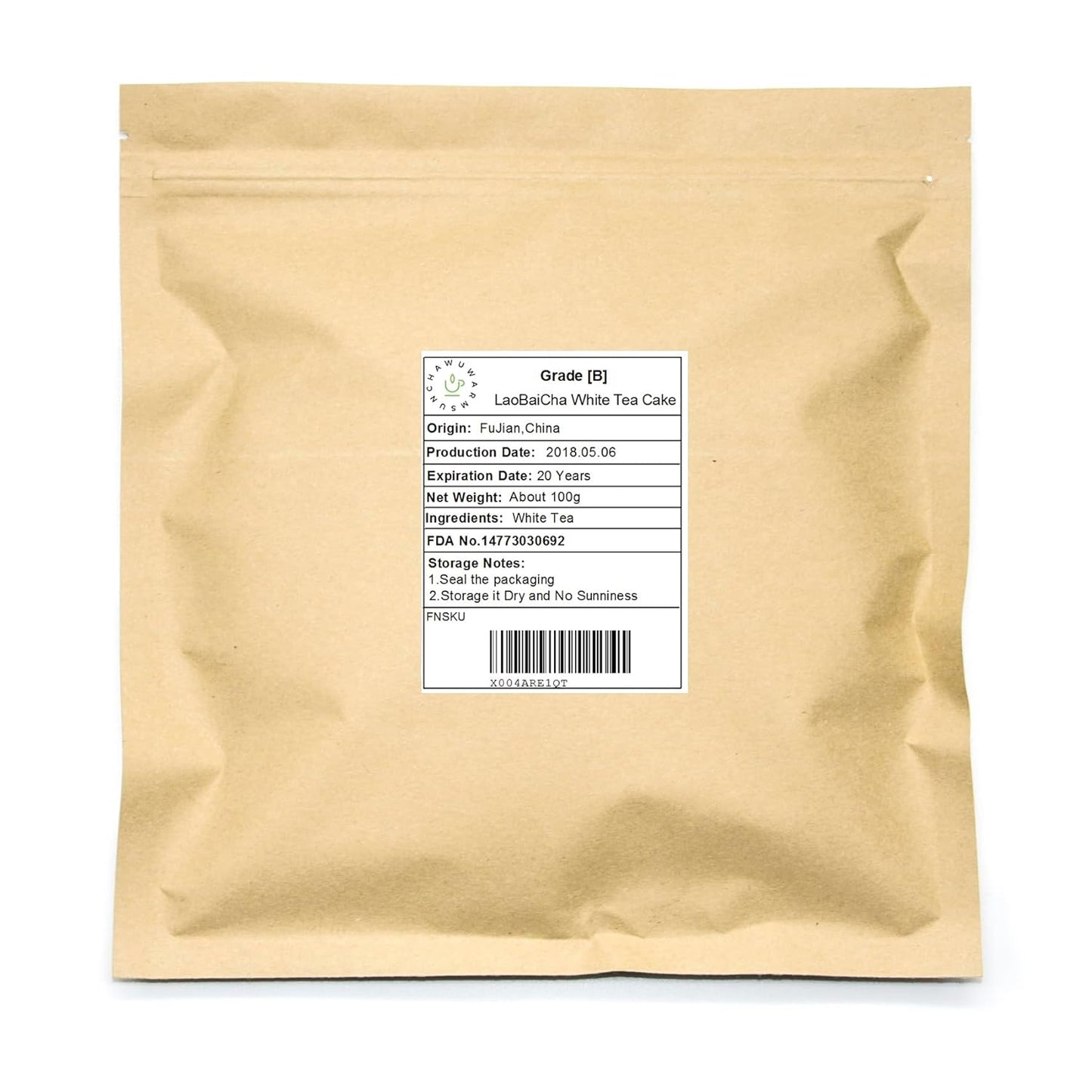 ChaWuWarmSun-ShouMei White Tea Cake,100g/3.52oz,FuDing Shou Mei Bai Cha Chinese Tea