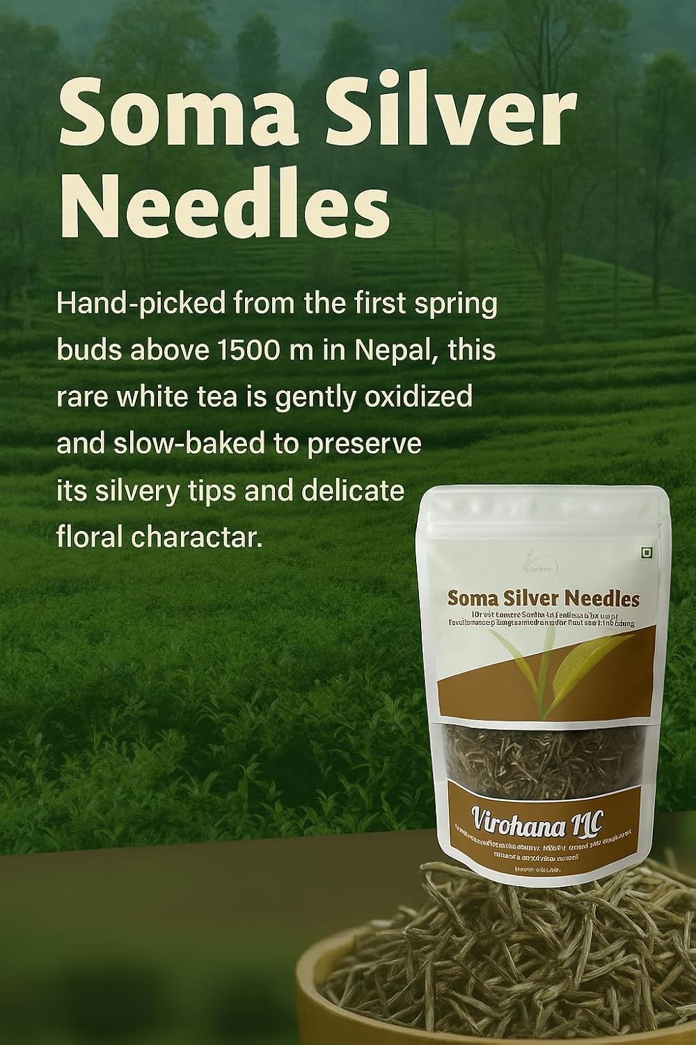 Virohana Loose Leaf Tea Collection | Premium Whole Leaf Teas from Himalayas (Soma Silver Needles White Tea)