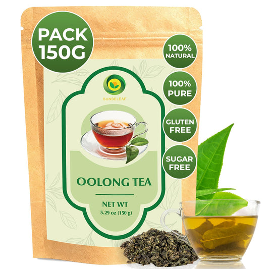 SUNBELEAF Oolong Tea Loose Leaf (5.29 Oz / 150g), Vietnamese Semi-Oxidized Tea Leaves, Naturally Processed for Rich Balanced Flavor & Gentle Aroma, Wellness Tea for Daily Balance, Resealable Zip Pouch
