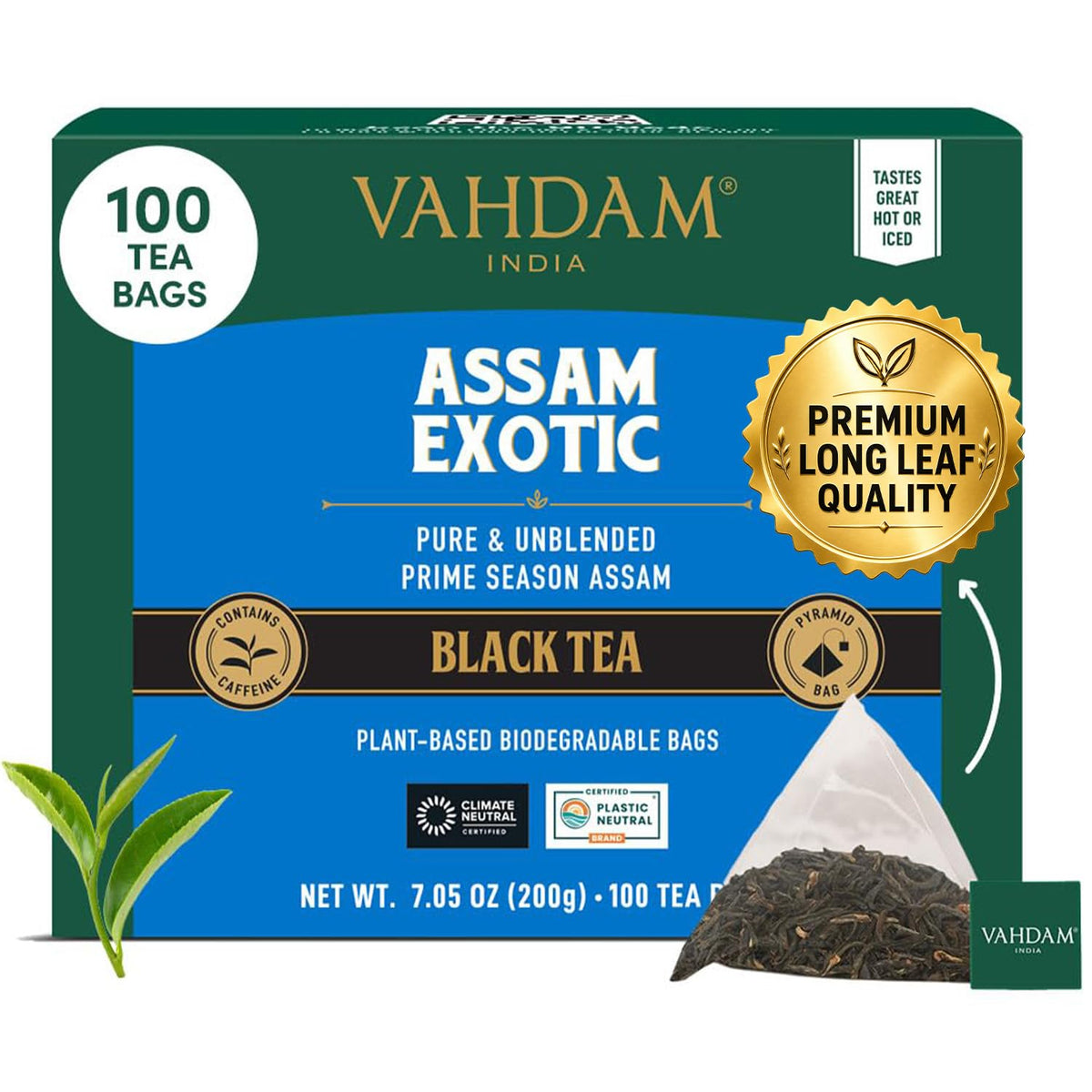 VAHDAM Assam Black Tea Bags(100 Count) Assam Exotic Tea in Pyramid Tea Bags