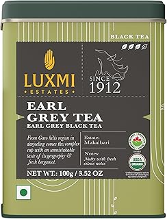 Luxmi Estates Garo Hills Earl Grey Tea 100gm Tin | Certified Organic Black Tea