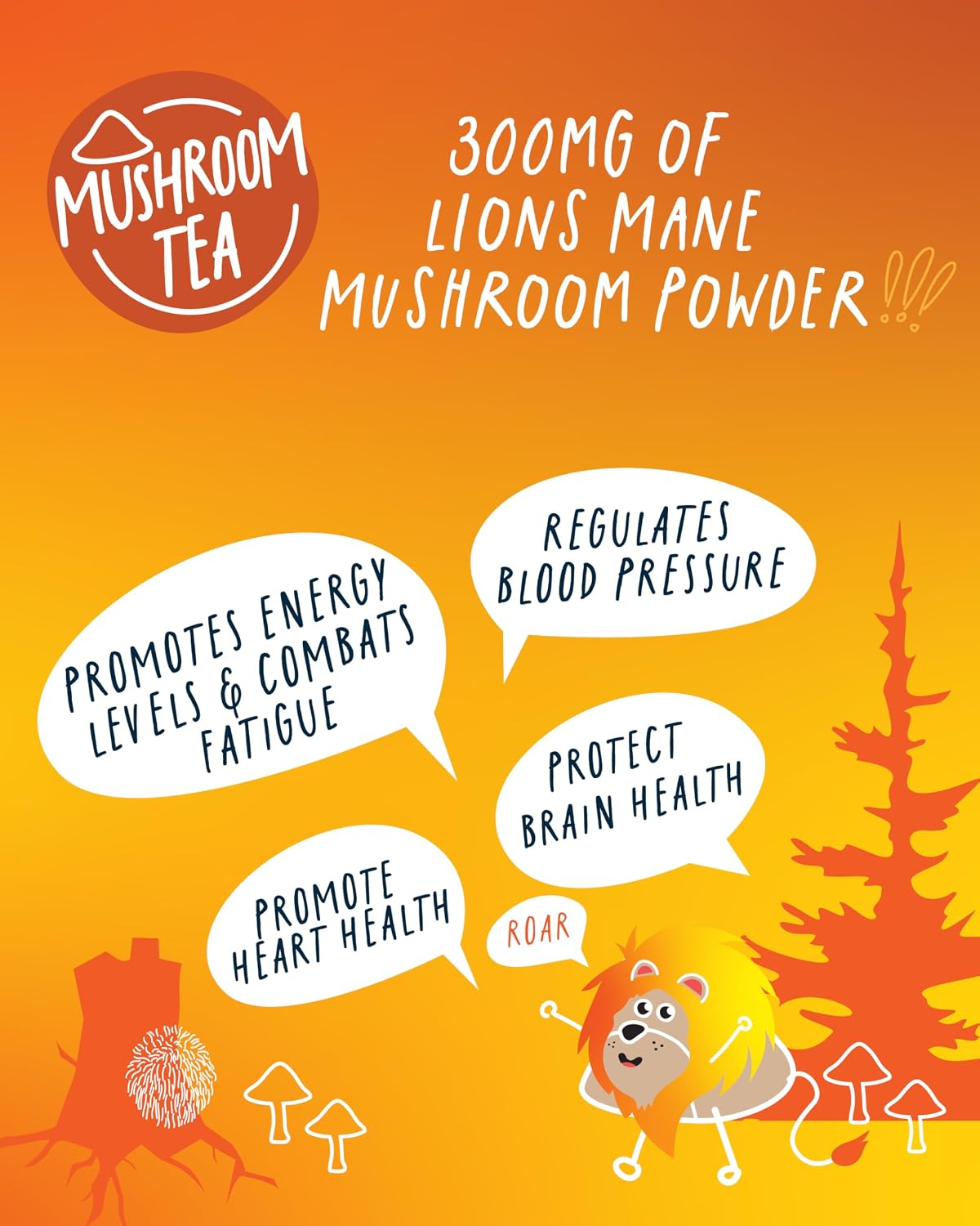 Kubo Lion's Mane Chai Tea Bags, Organic High Caffeine Black Tea, 20 Count | Mushroom, Organic, High Caffeine Black Tea, Lion's Mane