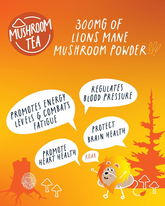 Kubo Lion's Mane Chai Tea Bags, Organic High Caffeine Black Tea, 20 Count | Mushroom, Organic, High Caffeine Black Tea, Lion's Mane