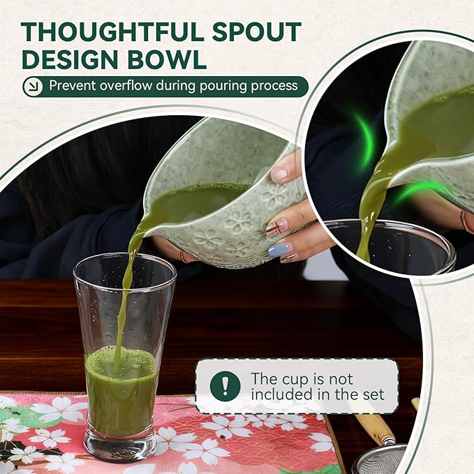 Sakura Matcha Whisk Set, 8 PCS Japanese-Style Matcha Kit with Cherry Blossom Matcha Bowl, Bamboo Whisk & Holder, Scoop, Spoon Rest