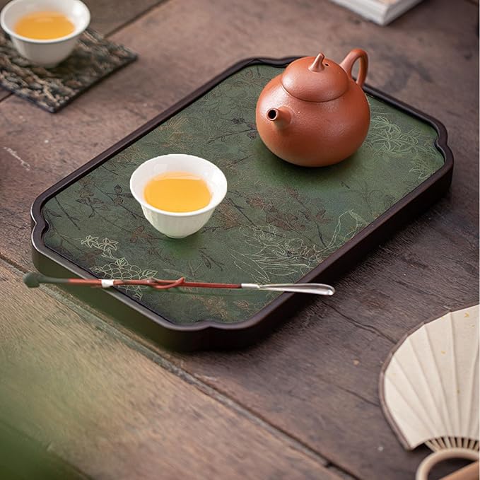 Chinese Style Wooden Gongfu Tea Tray Elegant Tea Table Serving Tray with Drainage Multifunctional Use for Home Office