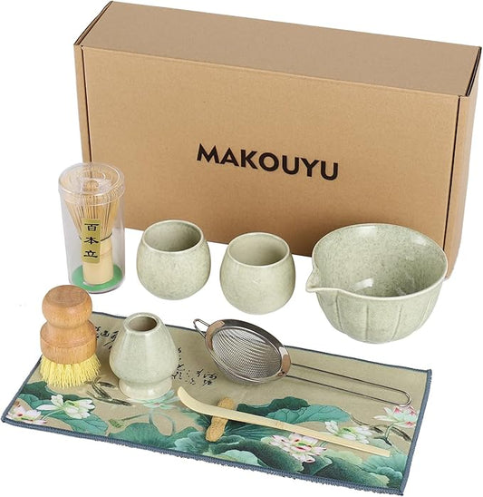 10 Pcs Matcha whisk Set,13 OZ,With 2 Cups,Complete Matcha Kit Set for Matcha Tea Ceremony,Elegant Matcha Tea Set for Tea Lovers（Green）