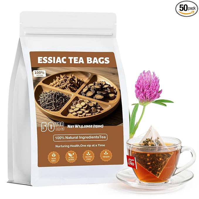 Essiac Tea, Premium Essiac Wellness Herbal Tea Bags with Slippery Elm Bark, Caffeine Free-50Count (Pack of 1)