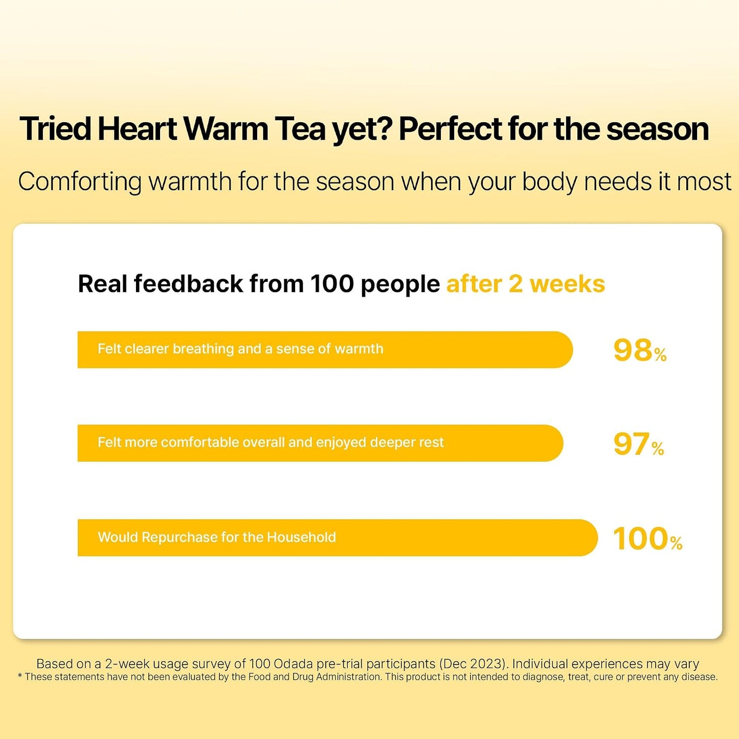 Odada Heart Warm Tea, with Korean Pear &amp; Bellflower Root, Caffeine-Free Herbal Blend for Throat Comfort &amp; Inner Warmth, 24 Count Seasonal Wellness Infusion