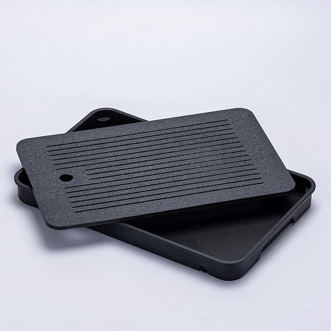 Tea Tray, Kungfu Tea Serving Tray Tea Table Set with Water Storage Drainage (Black)