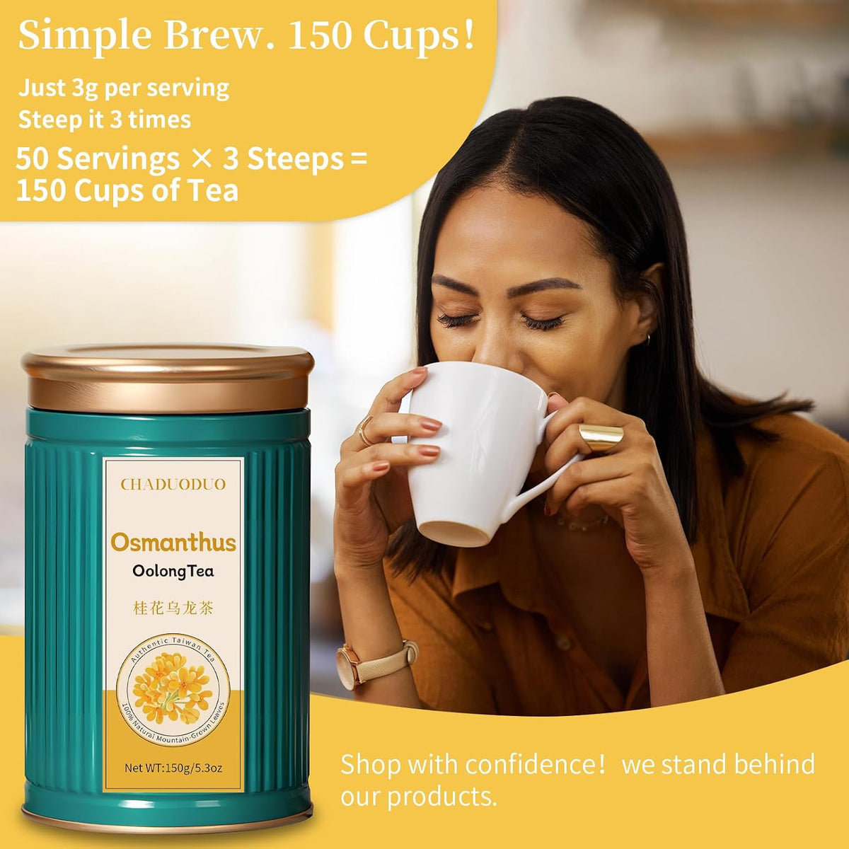 CHADUO Osmanthus Oolong Tea taiwan oolong tea Loose Leaf Premium Taiwan High Mountain Oolong Tea 5.3oz Natural Osmanthus Fragrance Sweet Taste 中国茶 烏龍茶 台湾茶 桂花乌龙茶