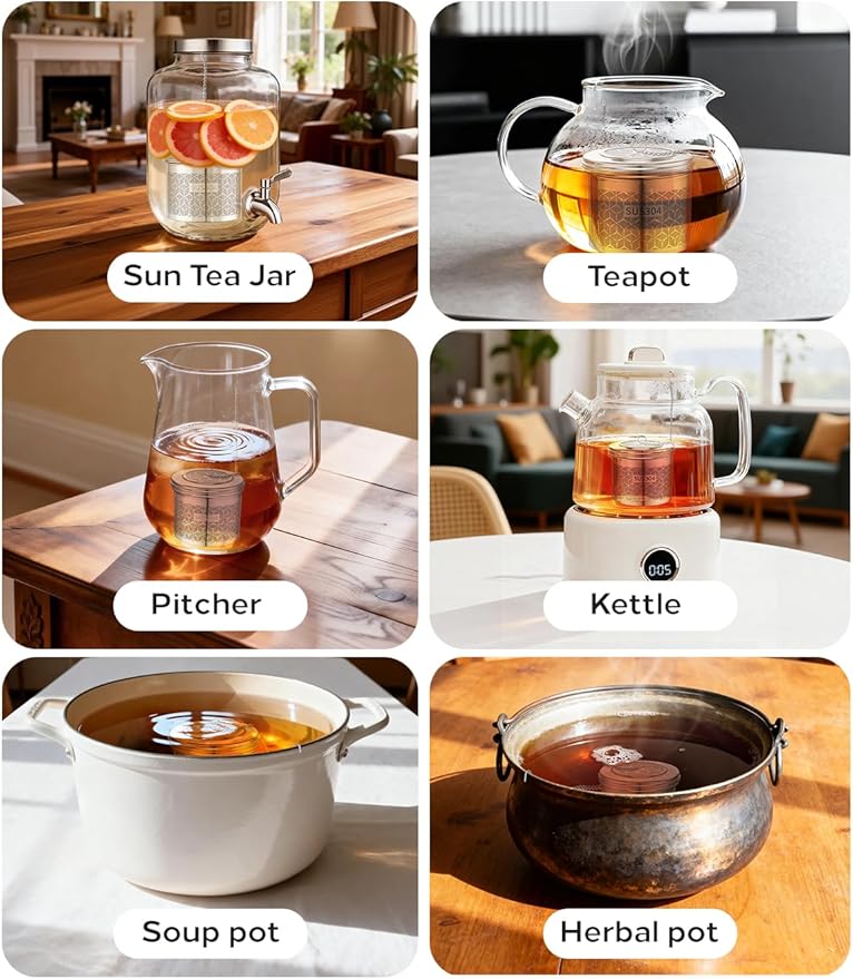 Large Tea Infuser & Strainer, Spice Infuser - Extra Fine Mesh for Loose Leaf Tea, 304 Stainless Steel with Long Chain & Threaded Lid