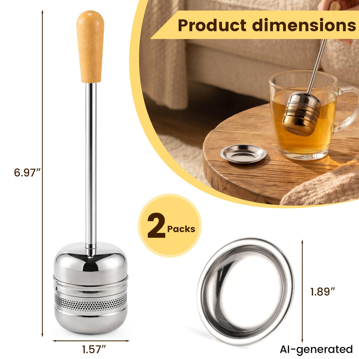 ZPUFAW 2Packs of Tea Infuser for Loose Leaf Tea, Long Handle 18/8 Stainless Steel Tea Scoop Infuser Fine Mesh Tea Strainers