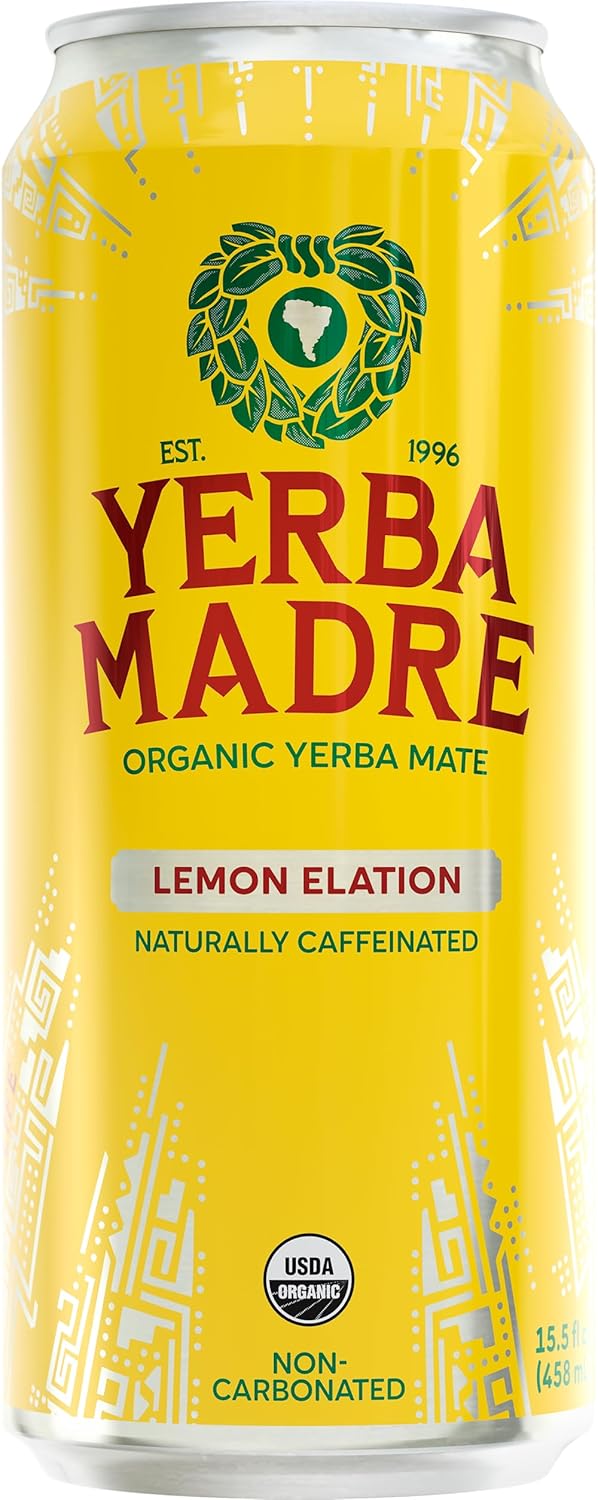 Guayakí Yerba Mate, Energy Drink Alternative, Organic Lemon Elation Flavor, 15.5 Oz, 150mg Natural Caffeine, Smooth Energy & Focus