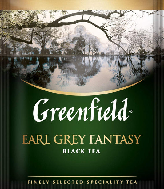 Greenfield Earl Grey Fantasy Black Tea - 100 Individually Wrapped Tea Bags - Premium Ceylon Black Tea with Bergamot Aroma - Refreshing Citrus Flavored Afternoon Tea - 7.05 oz