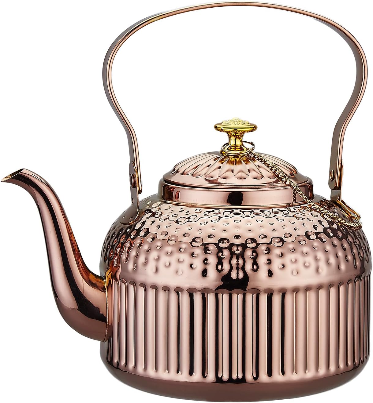 SANQIAHOME Antique 1.8L (60 Oz) Stainless Steel Teapot with Infuser Copper