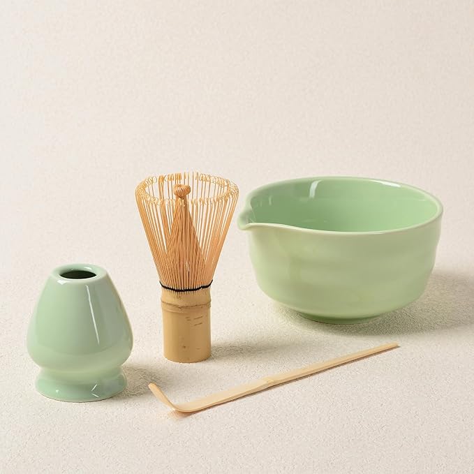 Authentic Japanese Matcha Ceremony Set - 17oz Traditional Chawan Bowl with Bamboo Whisk (Chasen), Scoop & Stand - Complete Starter Kit for Beginners